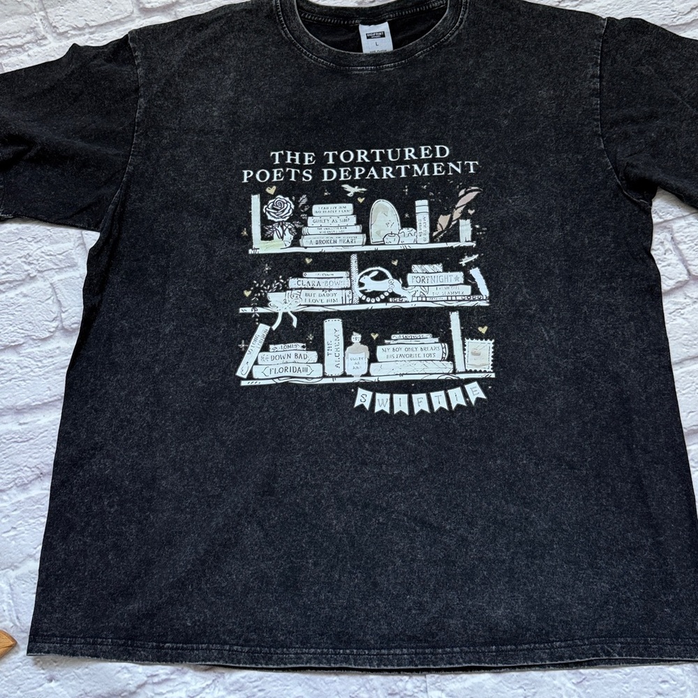 The tortured poets department swiftie shirt Black washed vintage look
